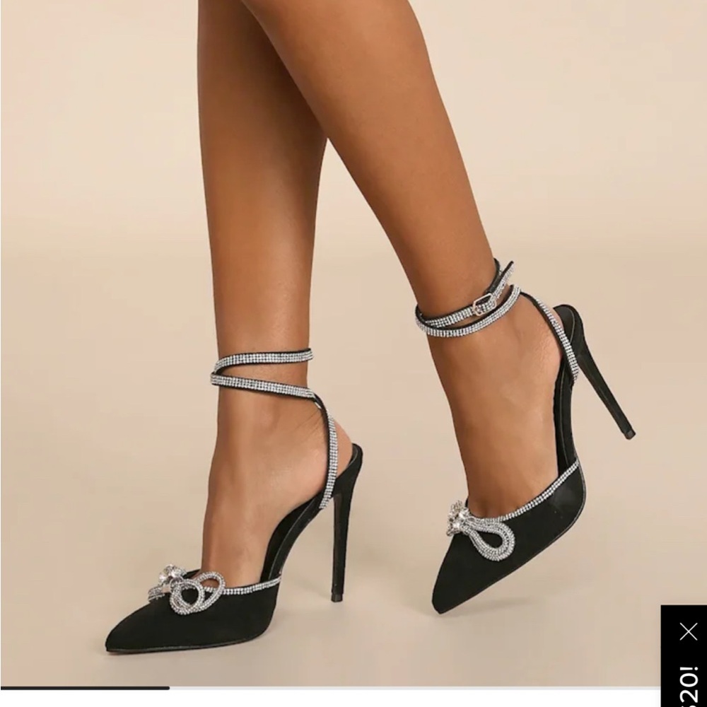 Lulu's Black Rhinestone Embellished Women's Heels